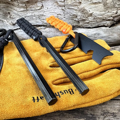 Magnesium Flint Rod Fire Starter Kit with Compass & Whistle – Camping Hiking Survival Tool