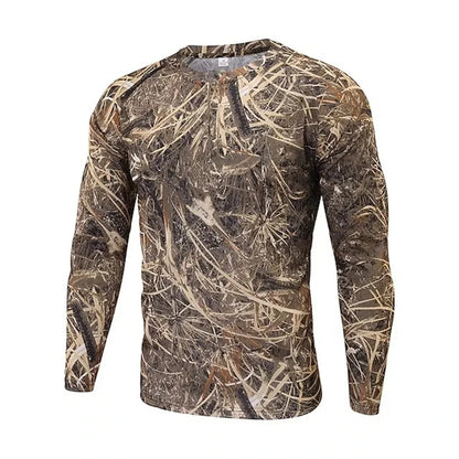 Men's 3D Camo Print Long Sleeve T-Shirt – Casual Hunting Pattern Loose Tee