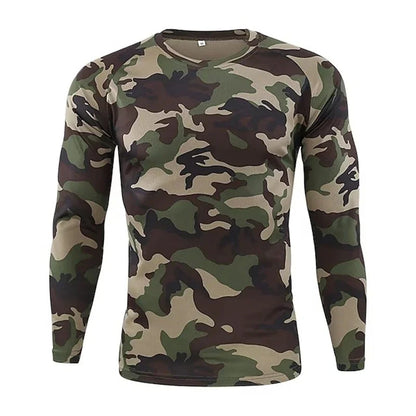 Men's 3D Camo Print Long Sleeve T-Shirt – Casual Hunting Pattern Loose Tee