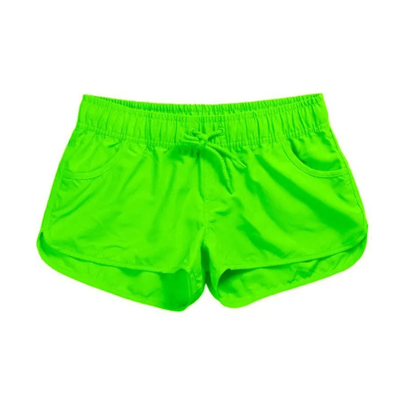 2025 Summer Women's Beach Shorts Quick Drying High Waist Tropical Printed Elastic Waist Swimming Shorts Breathable