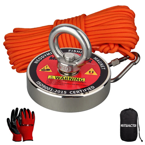 Neodymium Magnet Fishing Set – N52 Rare Earth Pot Magnet with Rope, 120KG or 200KG Pull