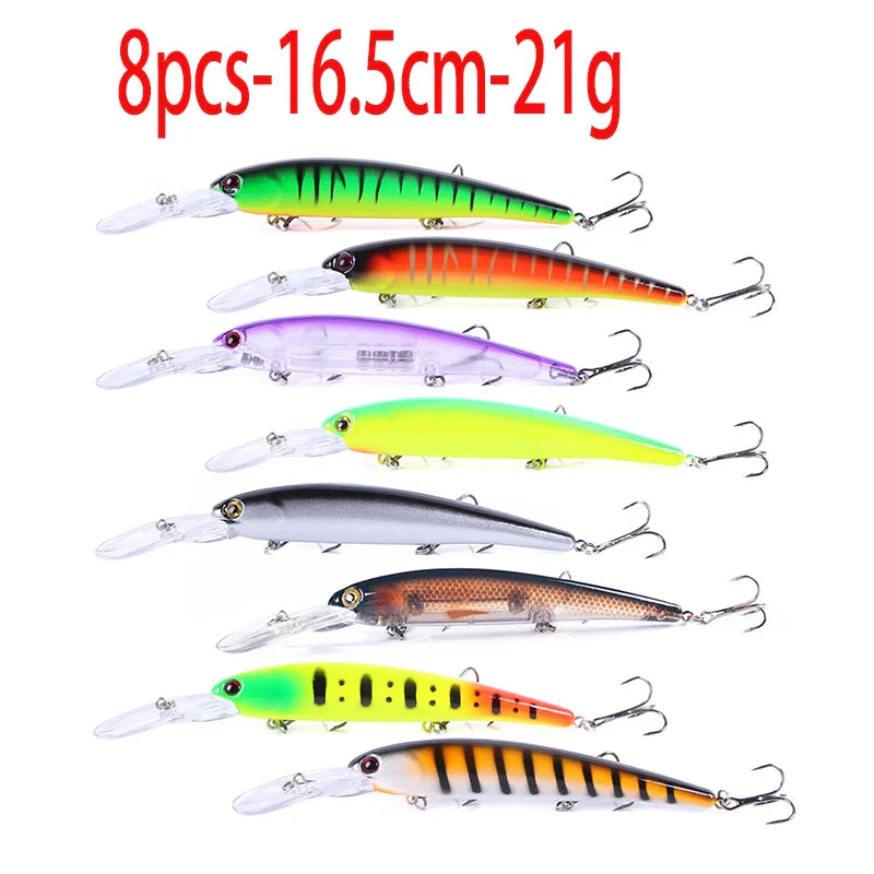 Deep Diving Minnow Wobbler Lure – 16.5cm, 21g, 2.5-4.5m Depth, Bass Pike Perch, 3 Colors
