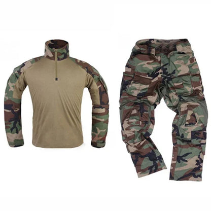 Men's Camo Cargo Pants & Hiking Shirt Set – Cotton Blend, 10 Colors, Sizes S–XXXL