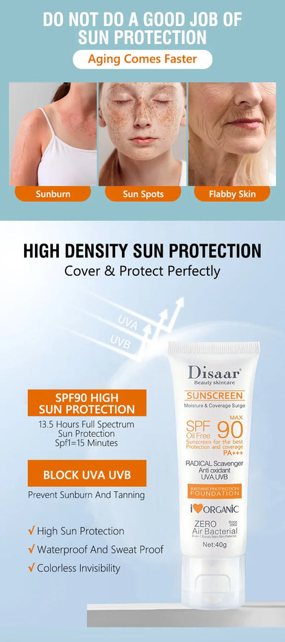 SPF 90+ Waterproof Sunscreen – UV Sun Cream for Face & Body, Outdoor & Seaside Protection
