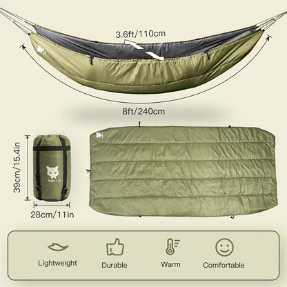 4-Season Hammock Under Quilt – Insulated Sleeping Blanket, Rated 5–20°C