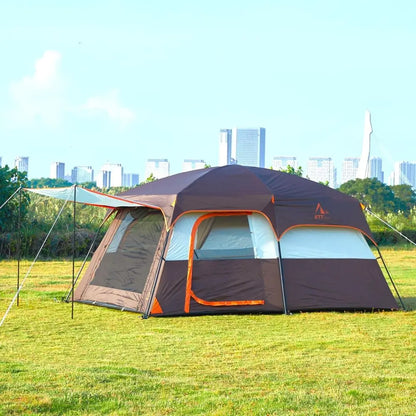 Spacious 6-14 Person Family Cabin Tent with 3 Doors & 3 Mesh Windows for Waterproof Outdoor Adventures