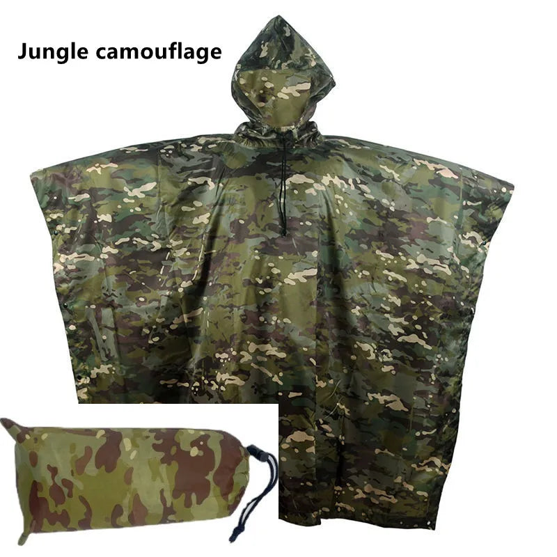 Camouflage Waterproof Poncho – Multifunctional Rain Cover for Camping & Hunting