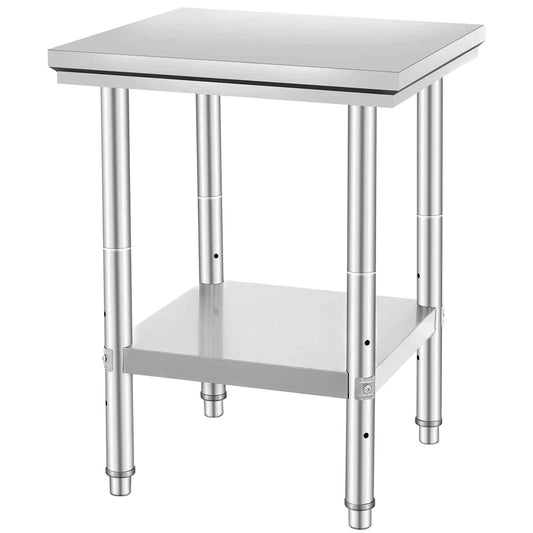 SucceBuy Stainless Steel Table for Prep & Work Metal Commercial Kitchen Heavy Duty Table with Adjustable Shelf