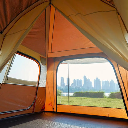 Spacious 6-14 Person Family Cabin Tent with 3 Doors & 3 Mesh Windows for Waterproof Outdoor Adventures