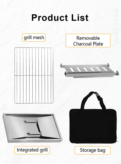 304 Stainless Steel Barbecue Grill Portable Outdoor Stove IGT Table Stove Folding Firewood Stove Barbecue Camping Stove