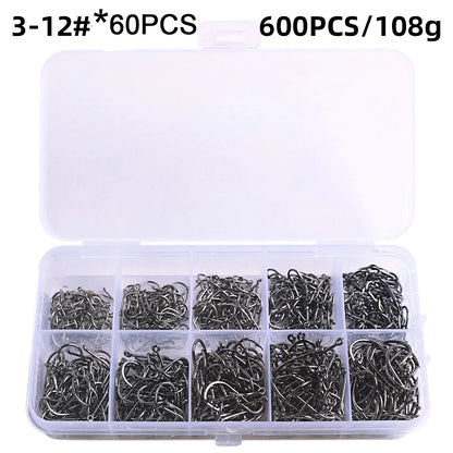 Fishing Hooks Set High Carbon Steel Barbed Fishhooks for Saltwater Freshwater