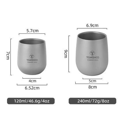 Double-Wall Insulated Titanium Camping Cup – 120ml & 240ml, Hot & Cold