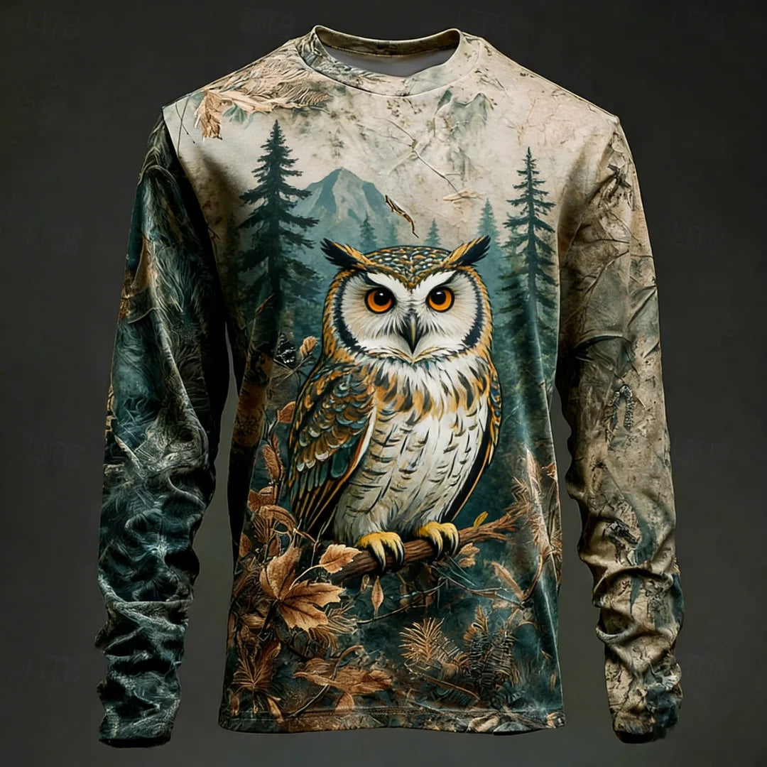 Men's Camo Deer Print Long Sleeve Shirt – Hunting & Outdoor Graphic Tee