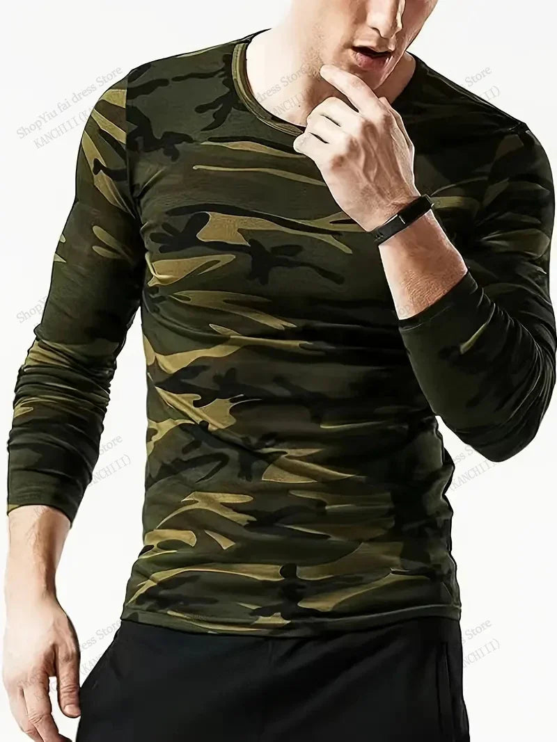 Men's 3D Tree Camo Long Sleeve T-Shirt – Oversized Outdoor Tee