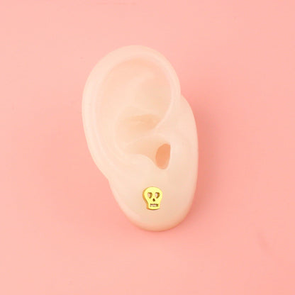Skull Stud Earrings (Gold Plated)
