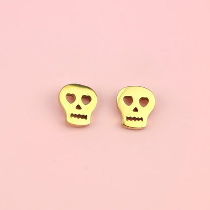 Skull Stud Earrings (Gold Plated)