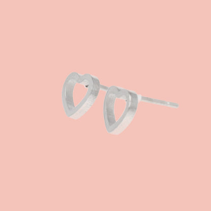 Small Cookie Cutter Heart Stud Earrings