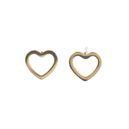 Small Cookie Cutter Heart Stud Earrings (Gold Plated)