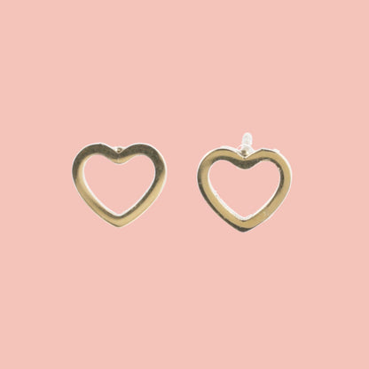 Small Cookie Cutter Heart Stud Earrings (Gold Plated)