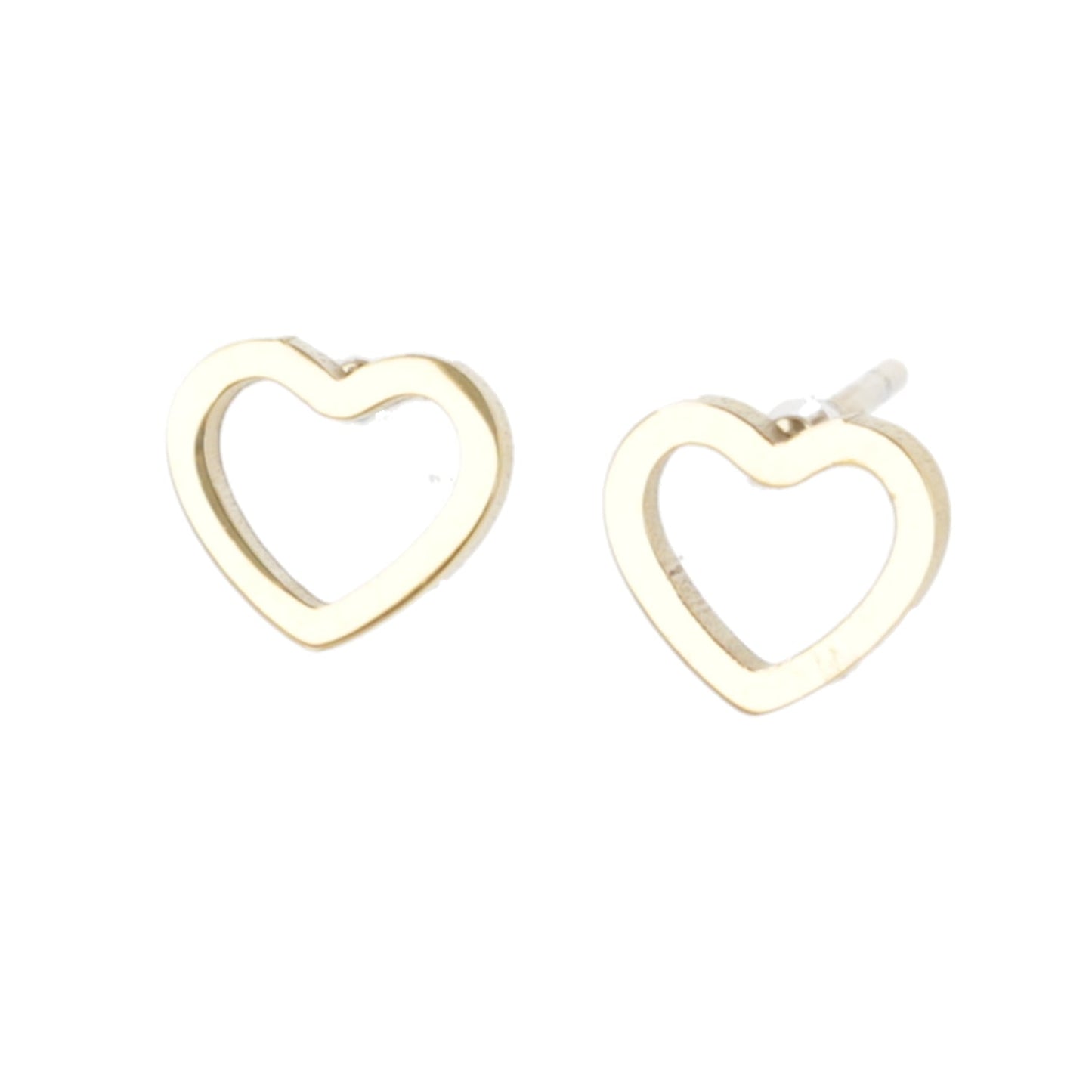 Small Cookie Cutter Heart Stud Earrings (Gold Plated)