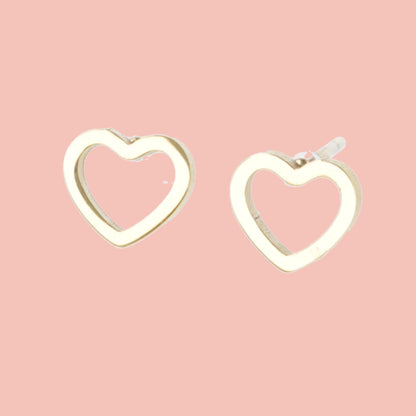 Small Cookie Cutter Heart Stud Earrings (Gold Plated)