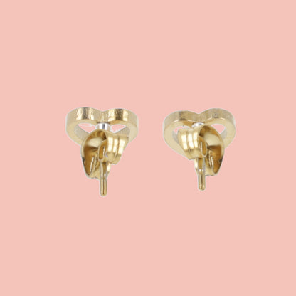 Small Cookie Cutter Heart Stud Earrings (Gold Plated)