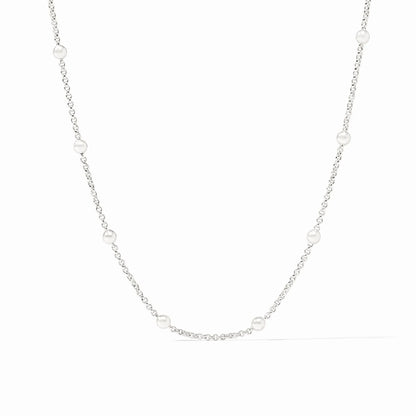 Solara Delicate Station Necklace - 18.5" Silver