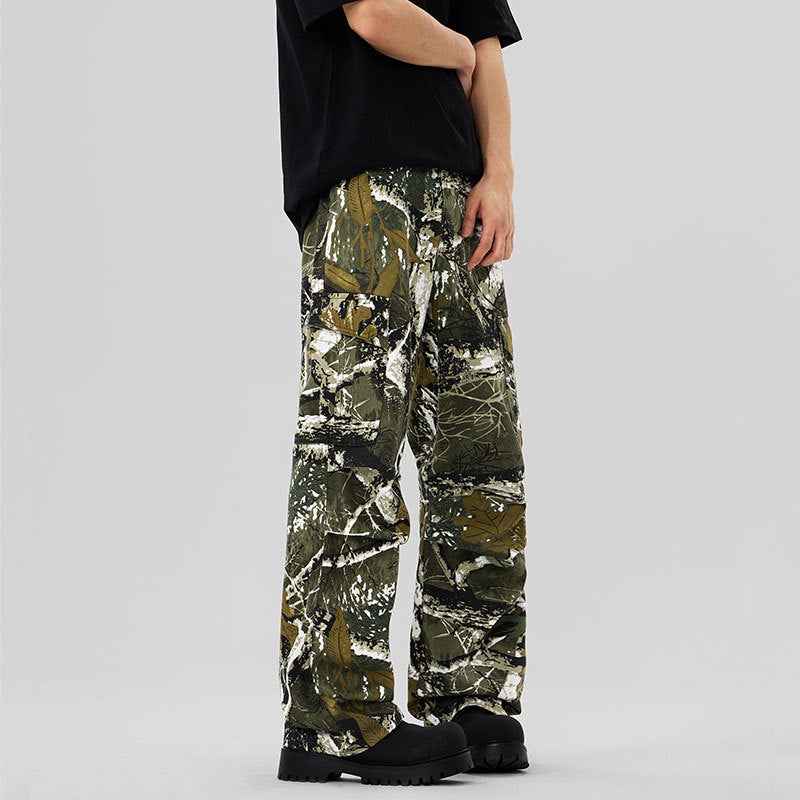 Men's American Camouflage Cargo Pants – High-Waist Cotton Trousers