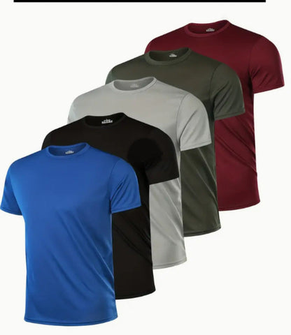 Men's Letter Print Crew Neck Short-Sleeve T-Shirt 5-Pack