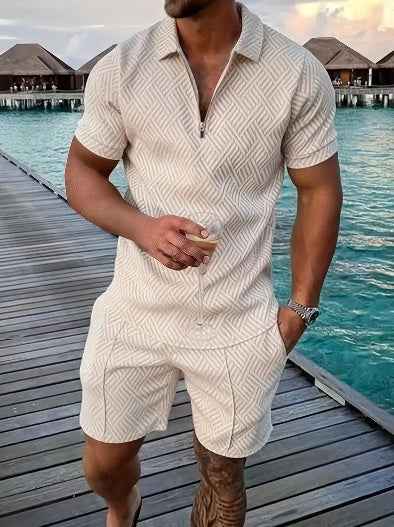 Men's Polo Shirt & Shorts Set – Short Sleeve, 7 Colors, S–3XL