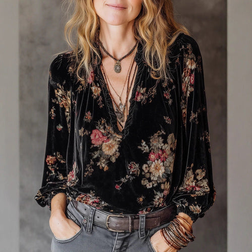 Women's Loose Gold Velvet Top – 3 Styles: Long Sleeve, Off-Shoulder & Vest