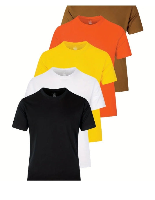 Men's Letter Print Crew Neck Short-Sleeve T-Shirt 5-Pack
