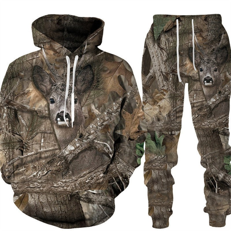 3D Animal-Print Hooded Pullover Sweatshirt Set