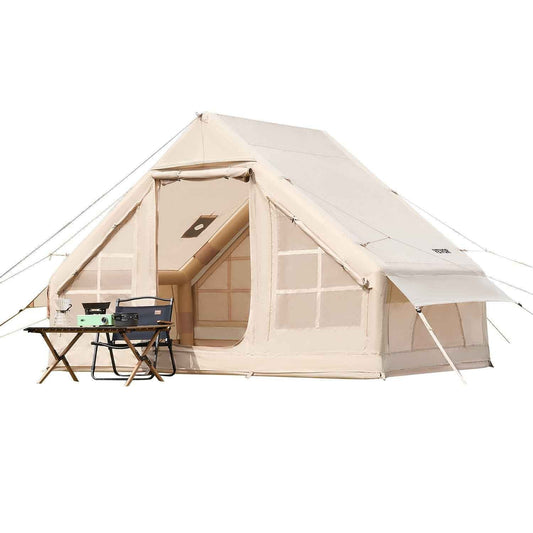 3–5 Person Inflatable Glamping Tent – 4-Season 300D Oxford Blow-Up Tent with Stove Jack & Hand Pump