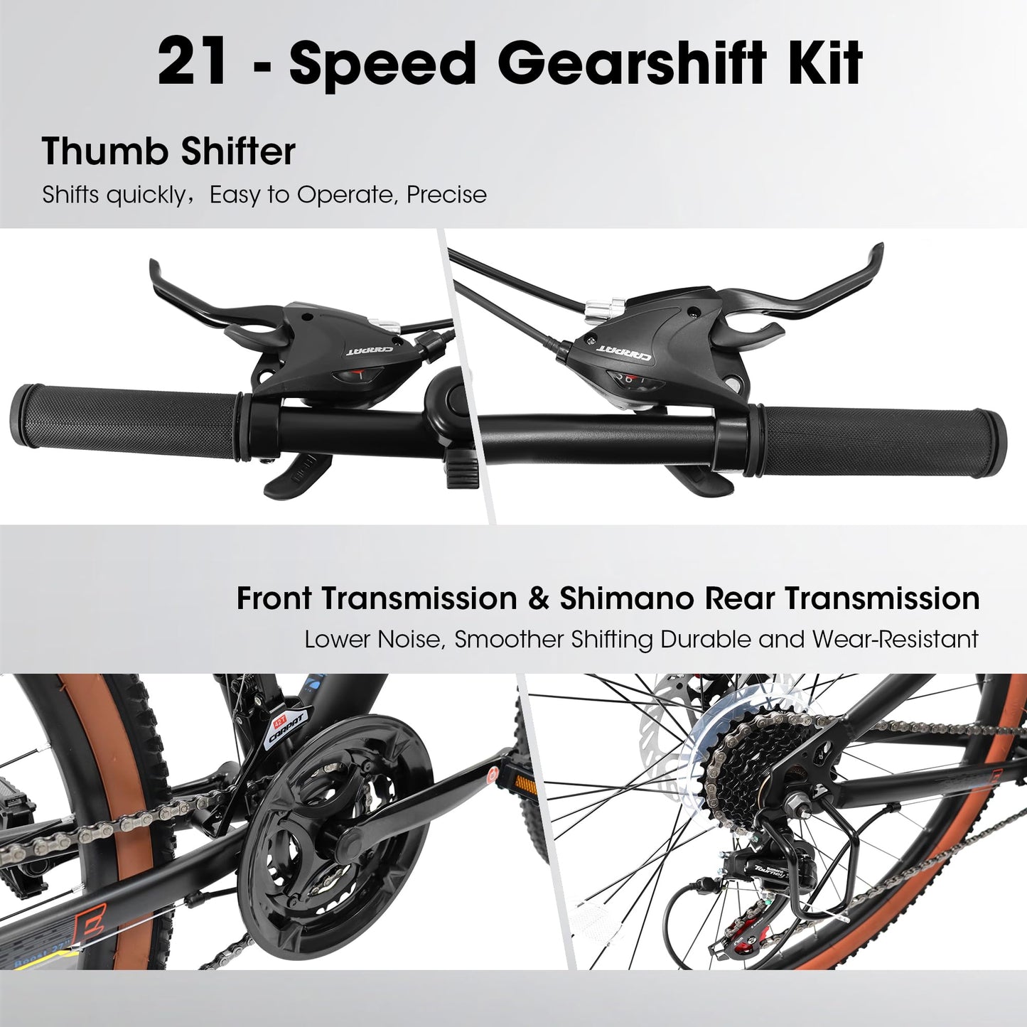 24" Teen Mountain Bike | 21-Speed, Disc Brakes, Front Suspension & Brown Edge Tires