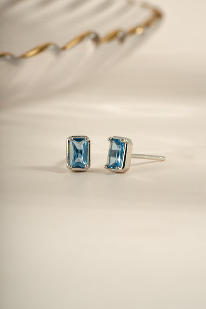 Aquamarine Baguette Studs