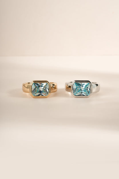 Rectangular Aquamarine Ring