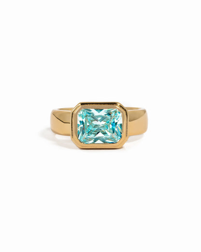 Rectangular Aquamarine Ring