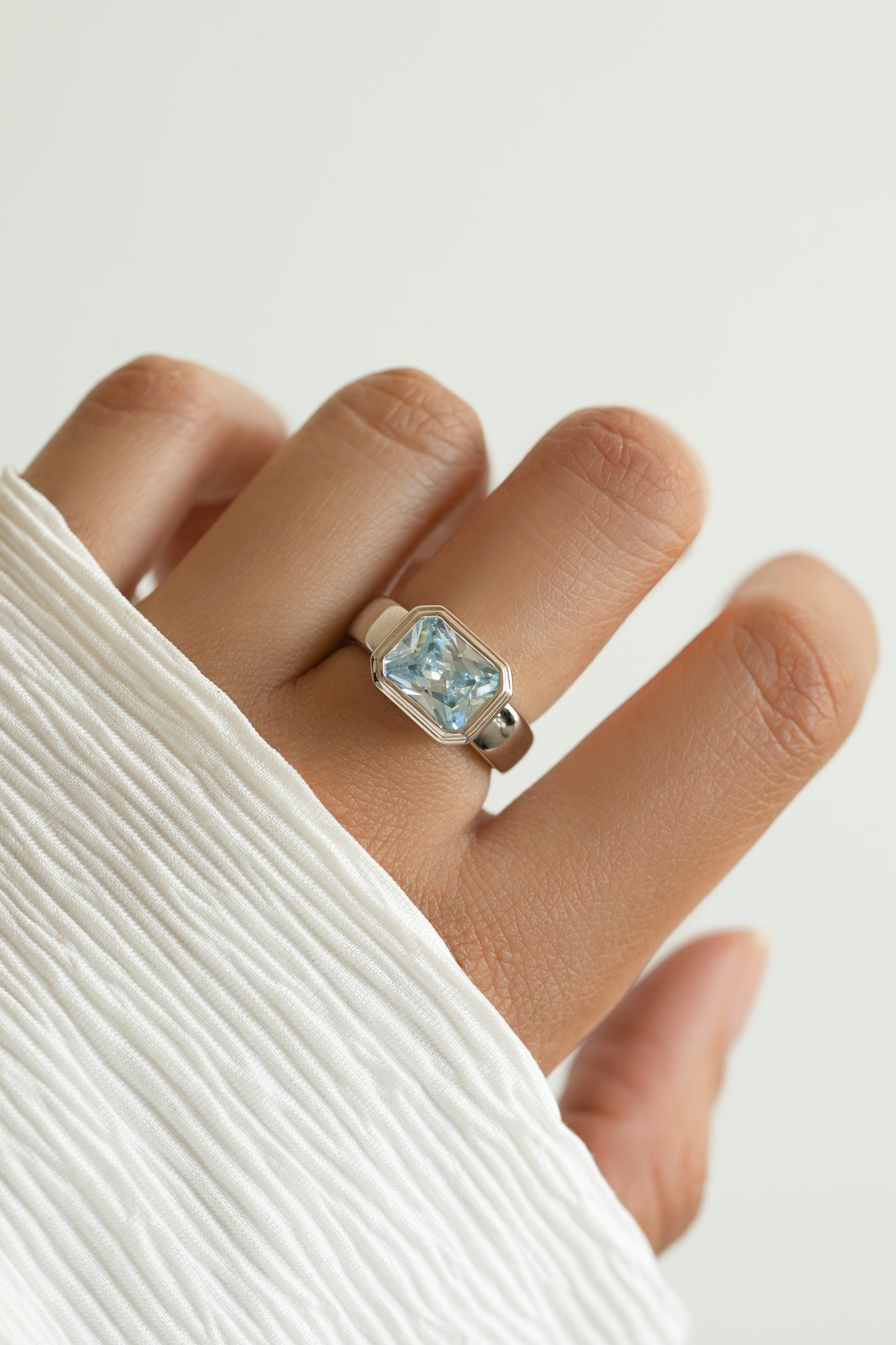 Rectangular Aquamarine Ring