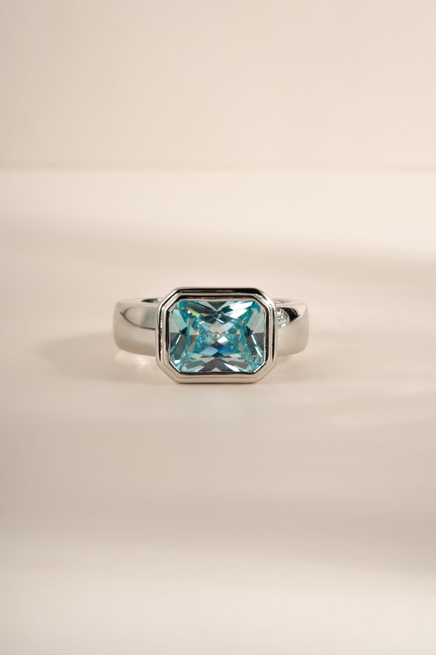 Rectangular Aquamarine Ring