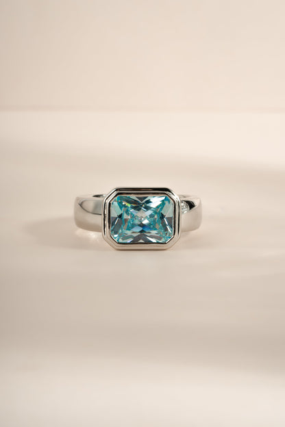 Rectangular Aquamarine Ring