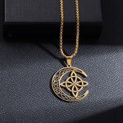 üßöCeltic Knot Crescent Steel Pendant Necklace‚ú®