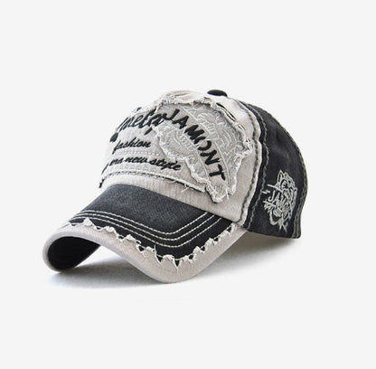 Embroidered Tiger Head Sun Hat – Cotton, Curled Brim, 5 Colors