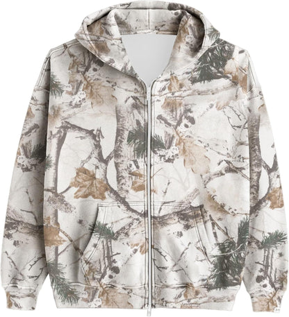 Unisex Printed Hooded Jacket – Casual Zip-Up Outerwear