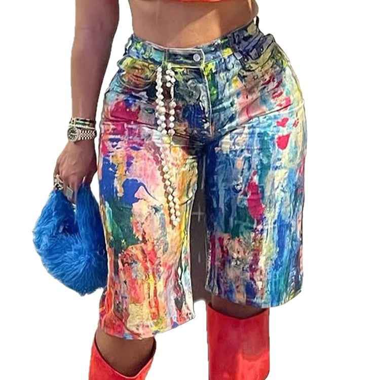 Women's Color-Block Straight-Leg Casual Shorts