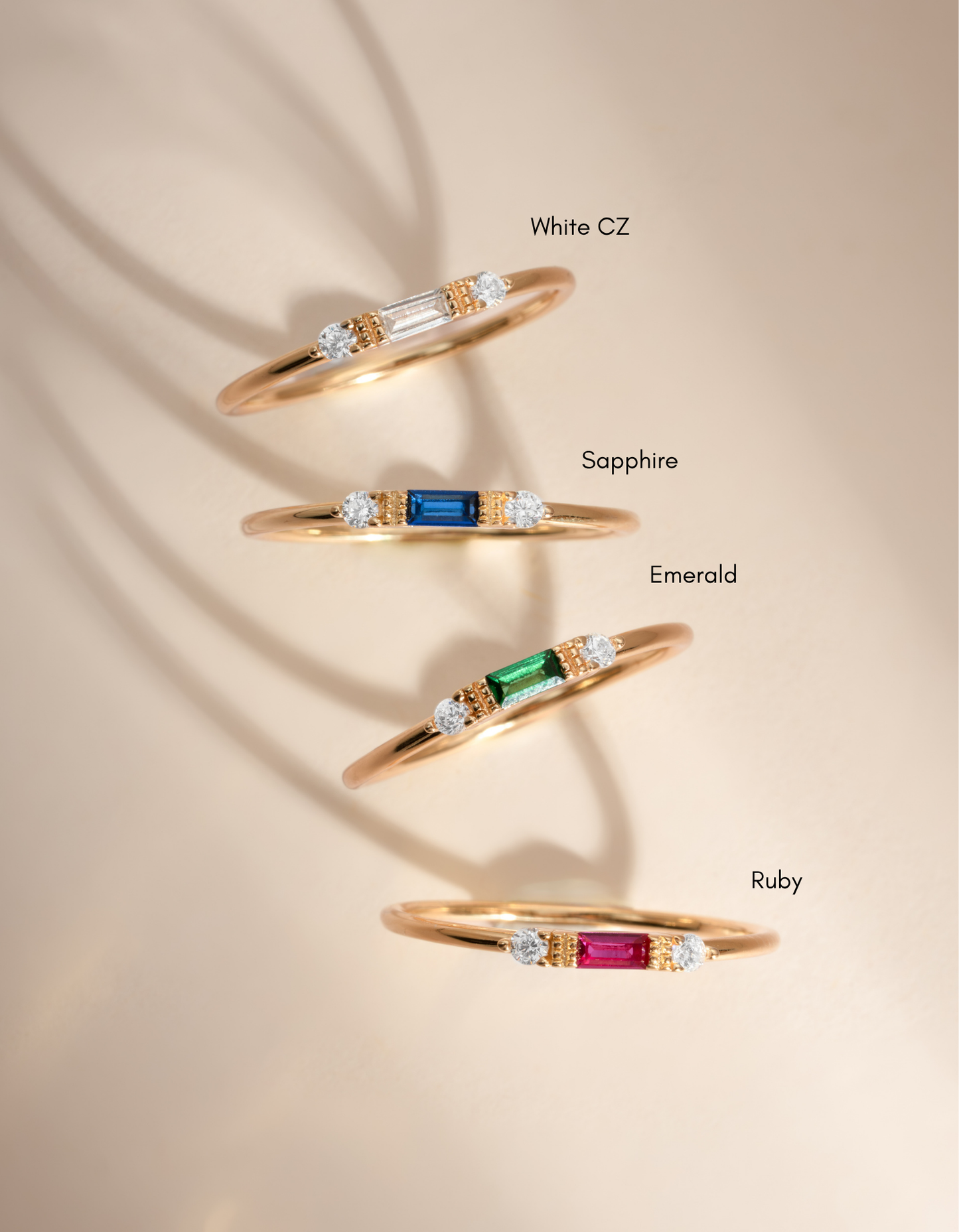 White CZ Baguette Ring