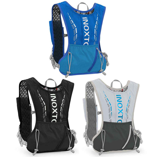Running Hydration Vest – 5L, 3 Water Bladders, 6 Pockets, Reflective, Adjustable Fit