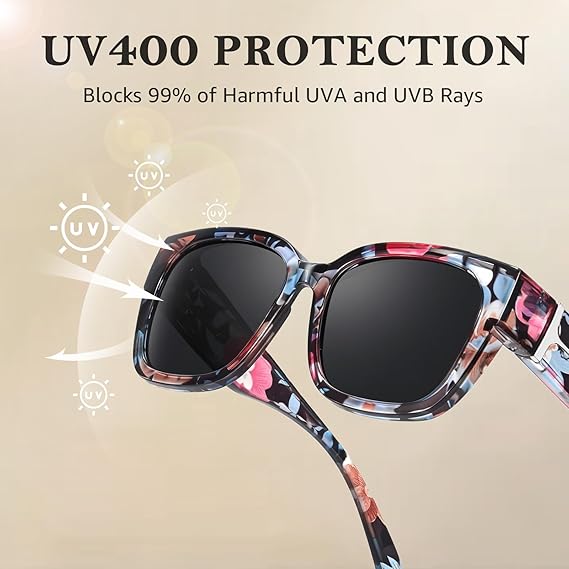 üï∂Ô∏è Polarized Fit Over Sunglasses for Women ‚Äì UV400 Protection Floral Frame Wear Over Prescription Glasses