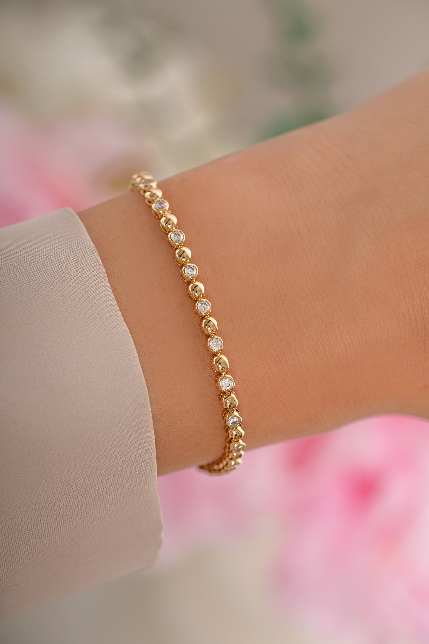 Bead & Bezel Tennis Bracelet