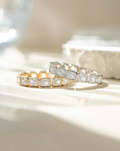 Bezel Emerald Cut Eternity Band
